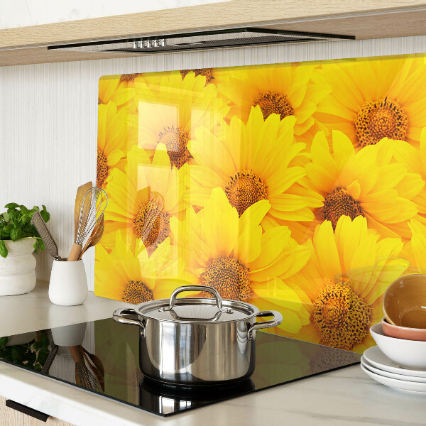 Planche à découper verre Tournesols sur fond jaune