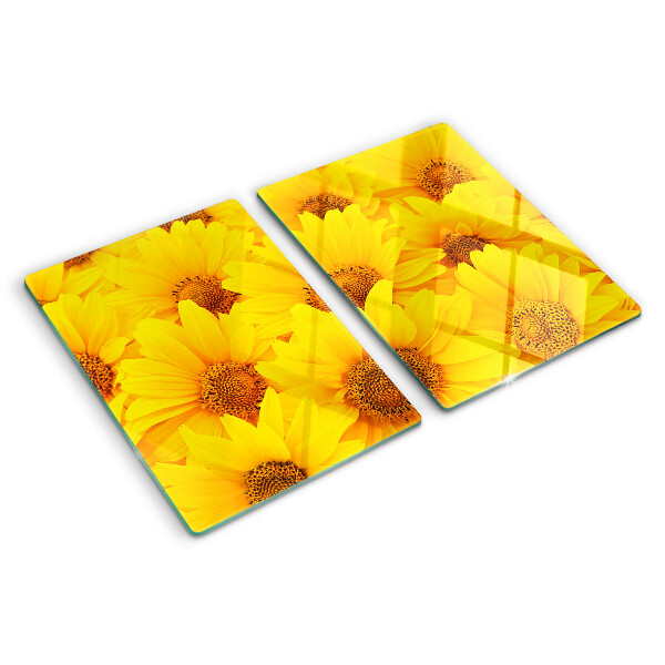 Planche à découper verre Tournesols sur fond jaune