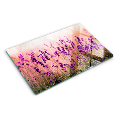 Planche à découper en verre Champ de lavande au soleil