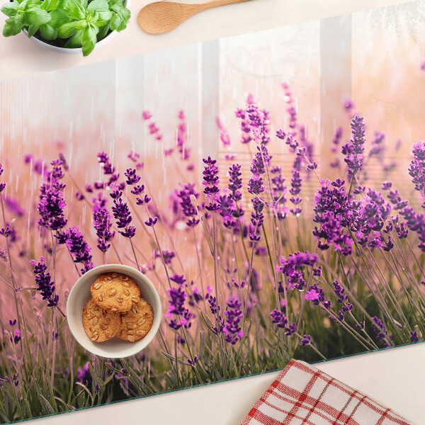 Planche à découper en verre Champ de lavande au soleil