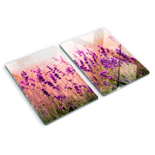 Planche à découper en verre Champ de lavande au soleil
