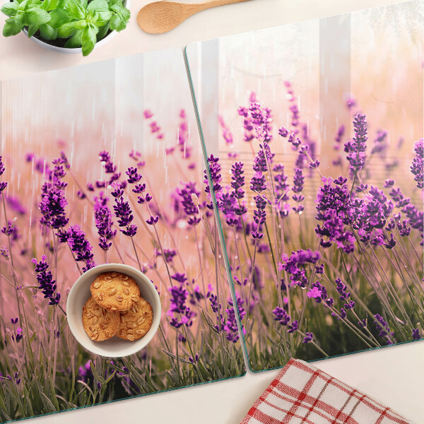 Planche à découper en verre Champ de lavande au soleil
