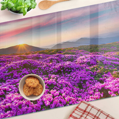Planche à découper verre Paysage floral au coucher du soleil