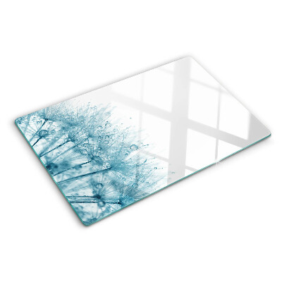 Planche à découper en verre Pissenlits avec des gouttes d'eau