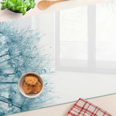 Planche à découper en verre Pissenlits avec des gouttes d'eau