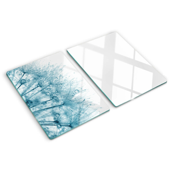 Planche à découper en verre Pissenlits avec des gouttes d'eau