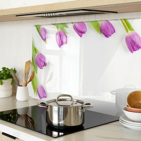 Planche à découper verre Tulipes sur fond blanc
