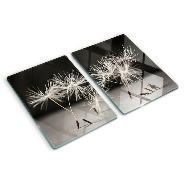 Planche à découper verre Pissenlits duveteux sur un fond monochrome