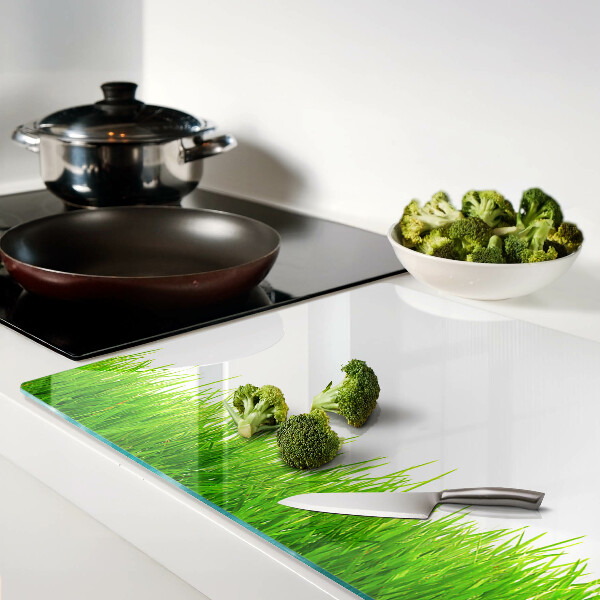 Planche à découper en verre herbe verte
