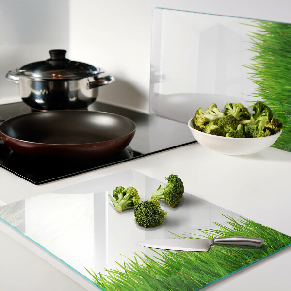 Planche à découper en verre herbe verte
