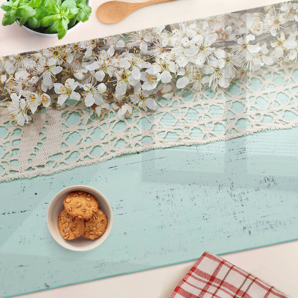 Planche à découper verre Motif floral avec dentelle