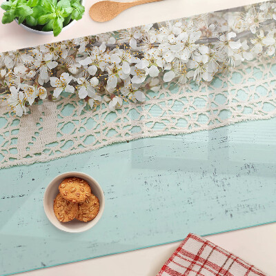Planche à découper verre Motif floral avec dentelle