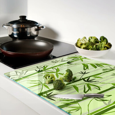 Planche à découper en verre Bambou sur fond vert