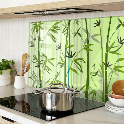 Planche à découper en verre Bambou sur fond vert