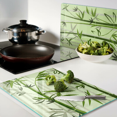 Planche à découper en verre Bambou sur fond vert