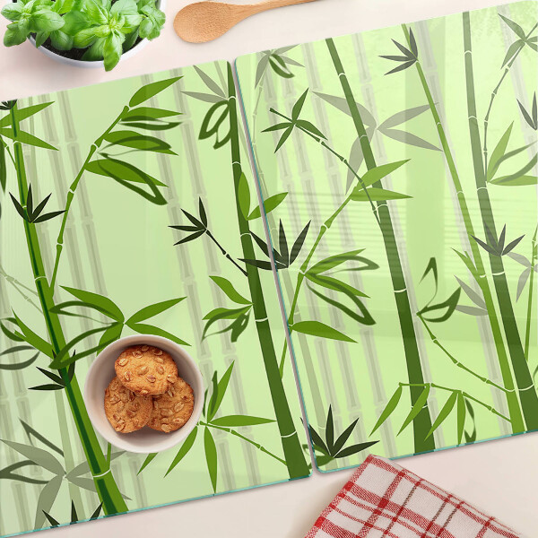 Planche à découper en verre Bambou sur fond vert