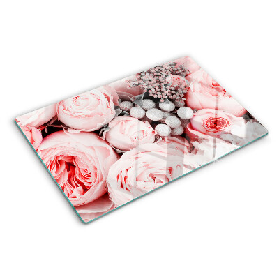 Planche à découper verre Roses dans les tons de rose