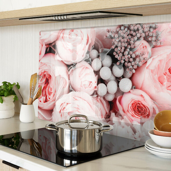 Planche à découper verre Roses dans les tons de rose
