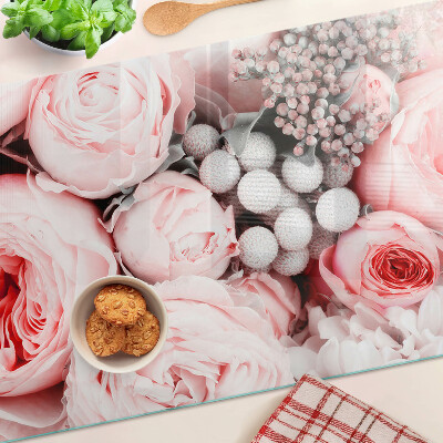 Planche à découper verre Roses dans les tons de rose