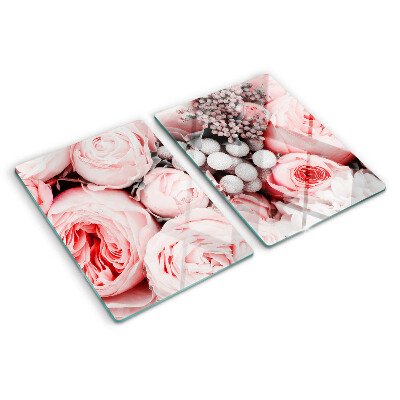 Planche à découper verre Roses dans les tons de rose