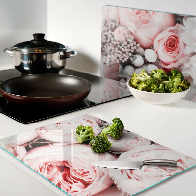 Planche à découper verre Roses dans les tons de rose