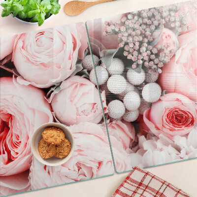 Planche à découper verre Roses dans les tons de rose
