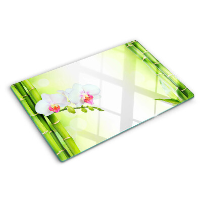 Planche à découper verre Orchidées et bambous