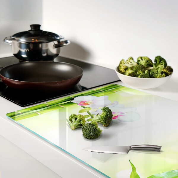 Planche à découper verre Orchidées et bambous