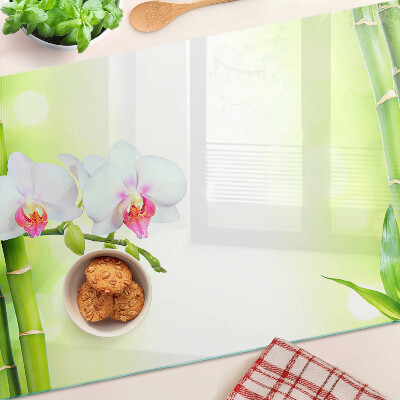 Planche à découper verre Orchidées et bambous