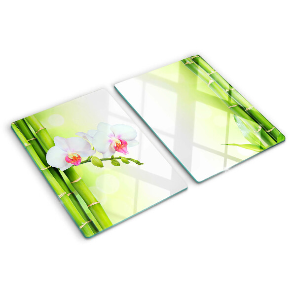 Planche à découper verre Orchidées et bambous