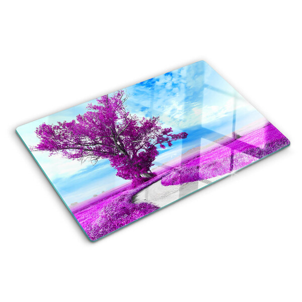 Planche à découper en verre Un arbre violet contre le ciel