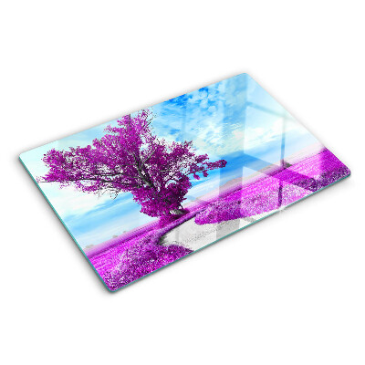 Planche à découper en verre Un arbre violet contre le ciel