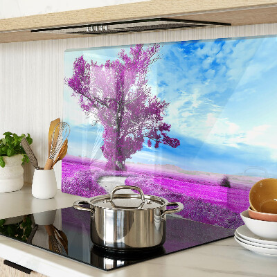 Planche à découper en verre Un arbre violet contre le ciel