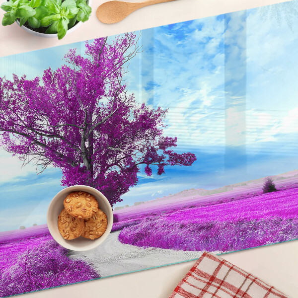 Planche à découper en verre Un arbre violet contre le ciel