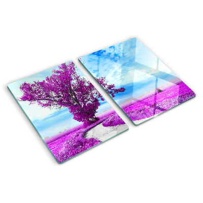 Planche à découper en verre Un arbre violet contre le ciel
