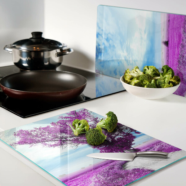 Planche à découper en verre Un arbre violet contre le ciel