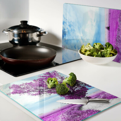 Planche à découper en verre Un arbre violet contre le ciel