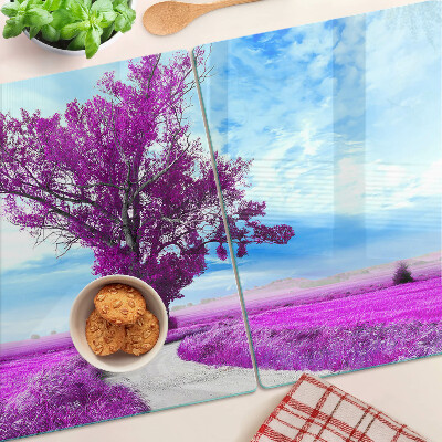 Planche à découper en verre Un arbre violet contre le ciel
