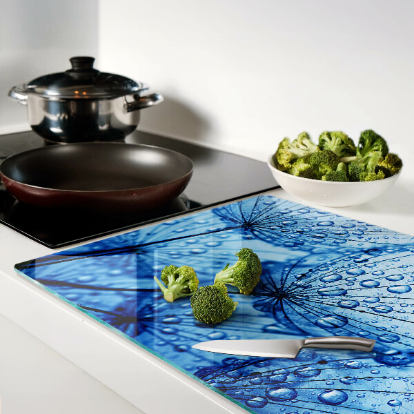 Planche à découper en verre Fleurs avec des gouttes d'eau