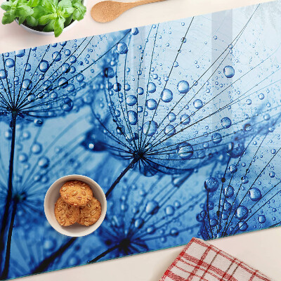 Planche à découper en verre Fleurs avec des gouttes d'eau
