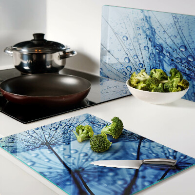 Planche à découper en verre Fleurs avec des gouttes d'eau