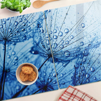 Planche à découper en verre Fleurs avec des gouttes d'eau
