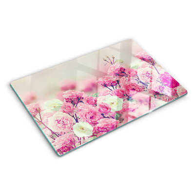 Planche à découper verre Motif floral rose