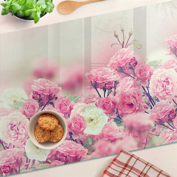 Planche à découper verre Motif floral rose