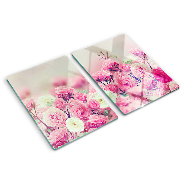 Planche à découper verre Motif floral rose