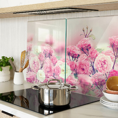 Planche à découper verre Motif floral rose