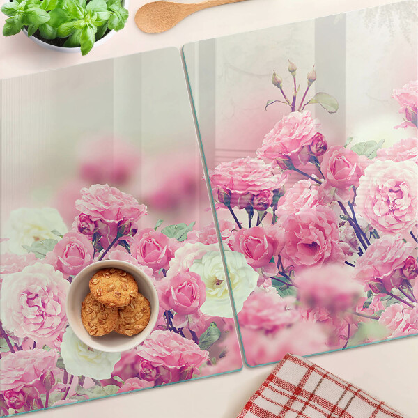 Planche à découper verre Motif floral rose