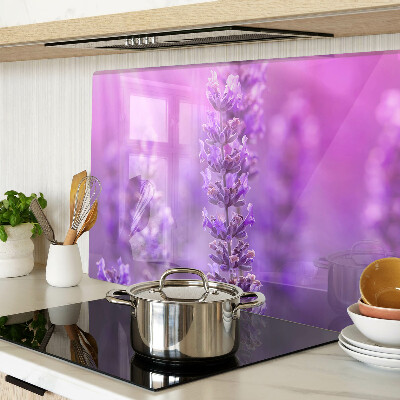 Planche à découper en verre Fleurs de lavande sur fond violet