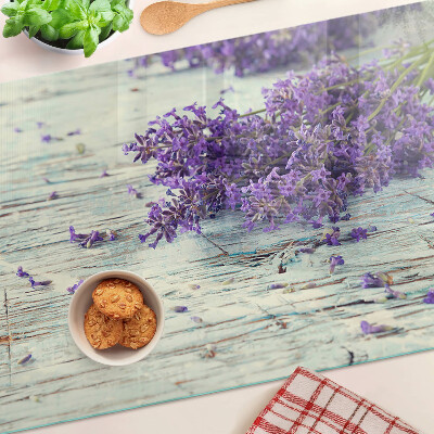 Planche à découper verre Lavande sur fond de bois