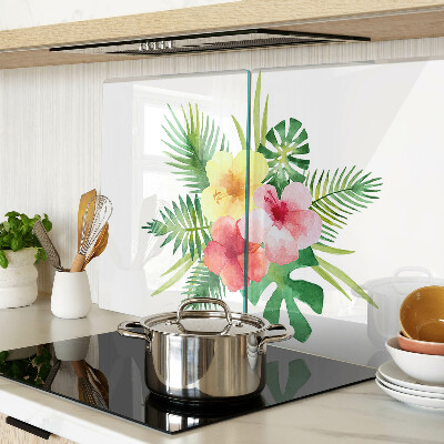Planche à découper verre Fleurs et feuilles tropicales